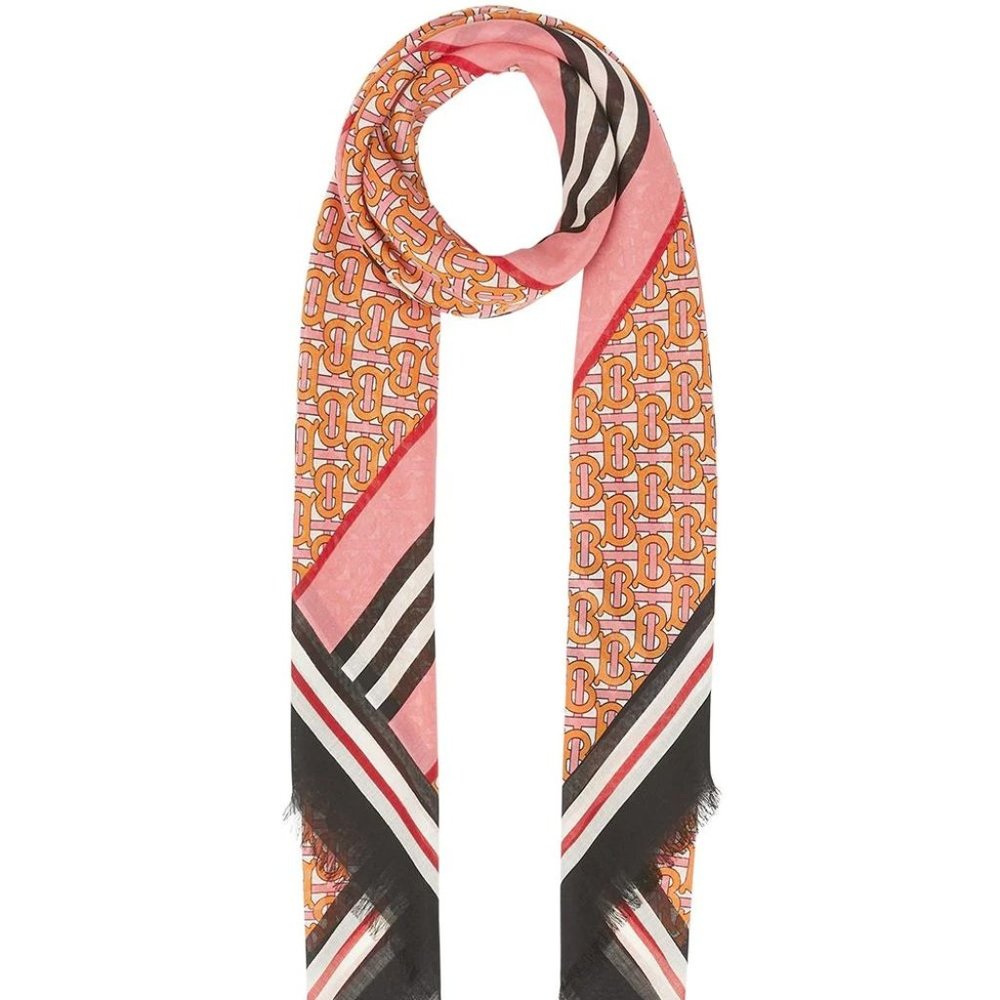 Burberry Pink and Orange Monogram Scarf